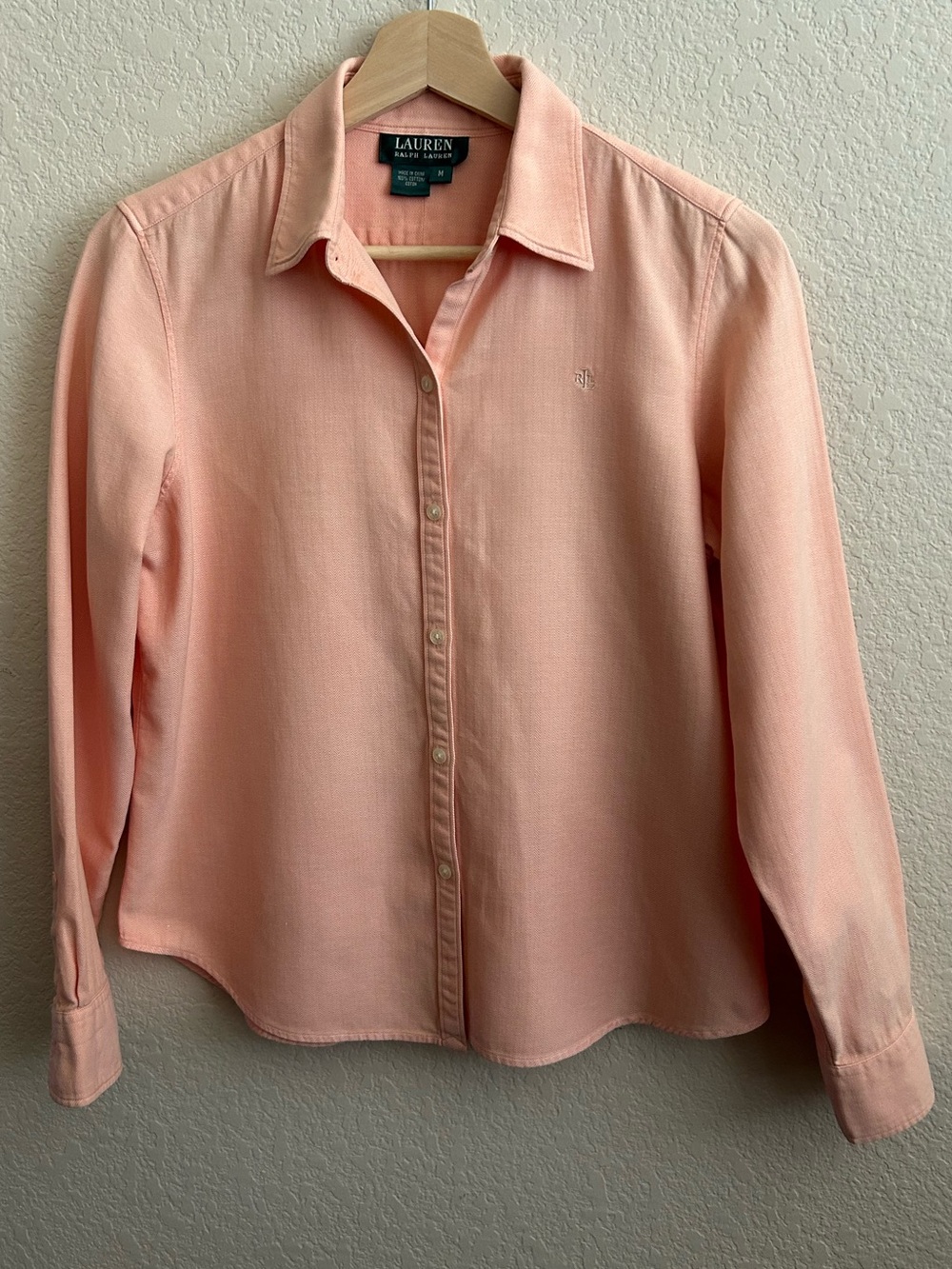 Lauren Ralph Lauren Peach Long Sleeve Button Down Shirt